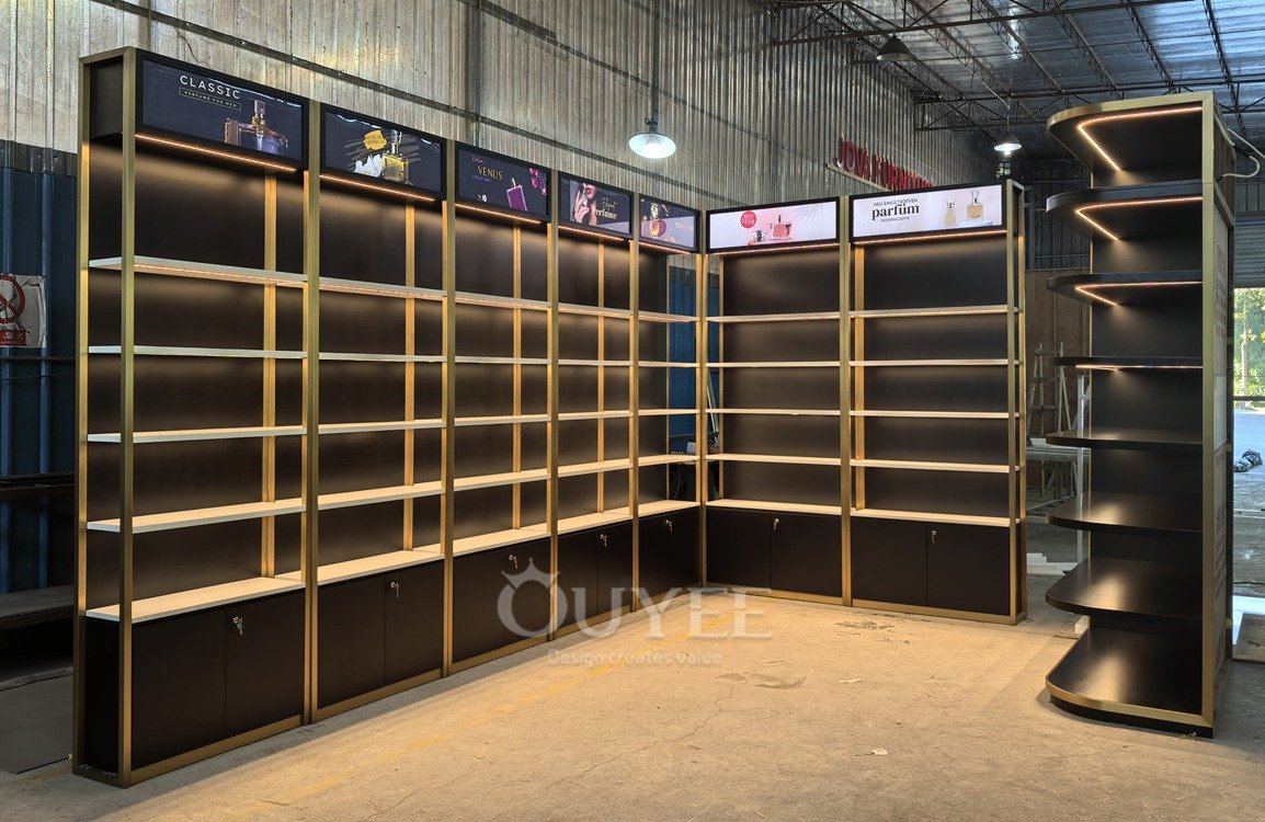 Black and Gold Perfume Wall Display Rack 04