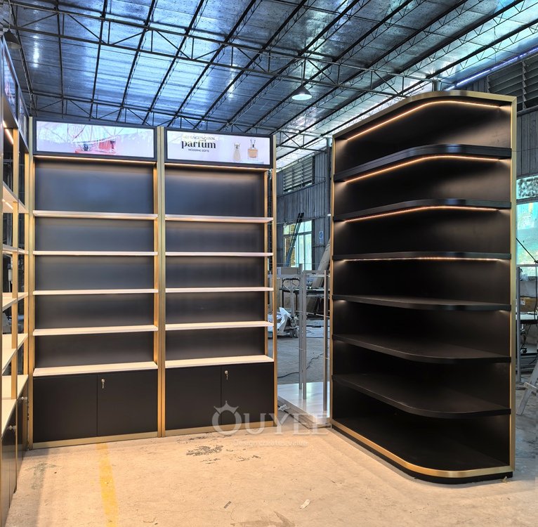 Black and Gold Perfume Wall Display Rack 05