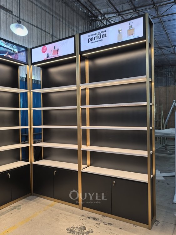 Black and Gold Perfume Wall Display Rack 06