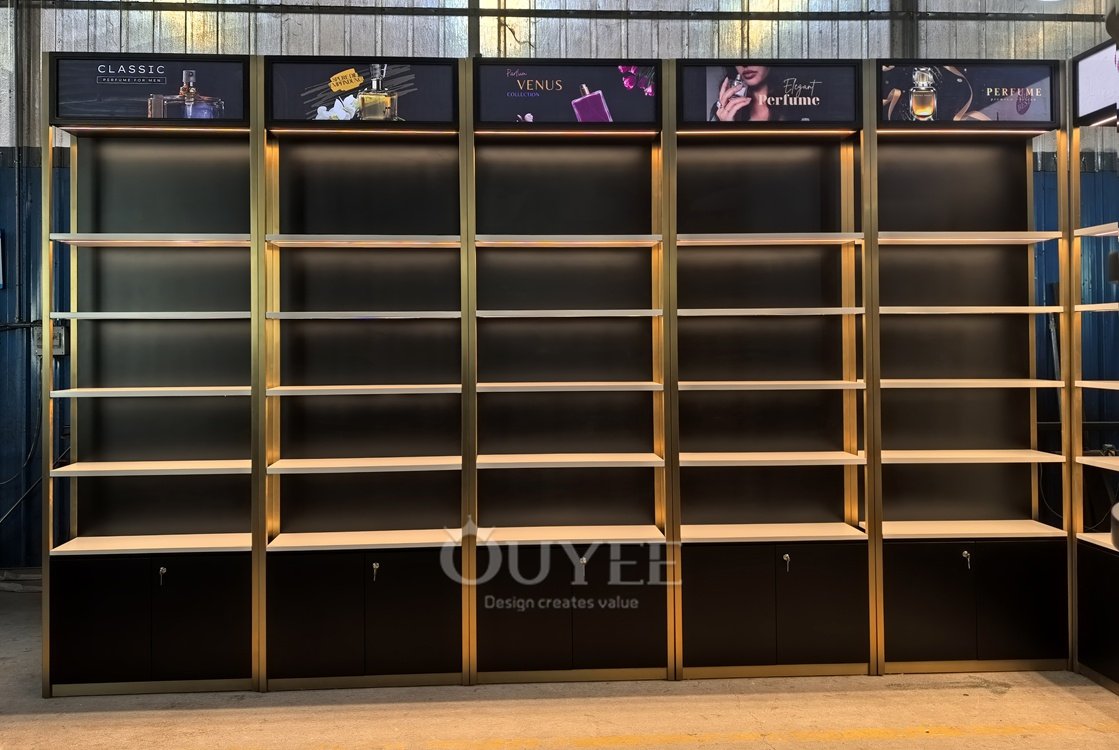 Black and Gold Perfume Wall Display Rack 07