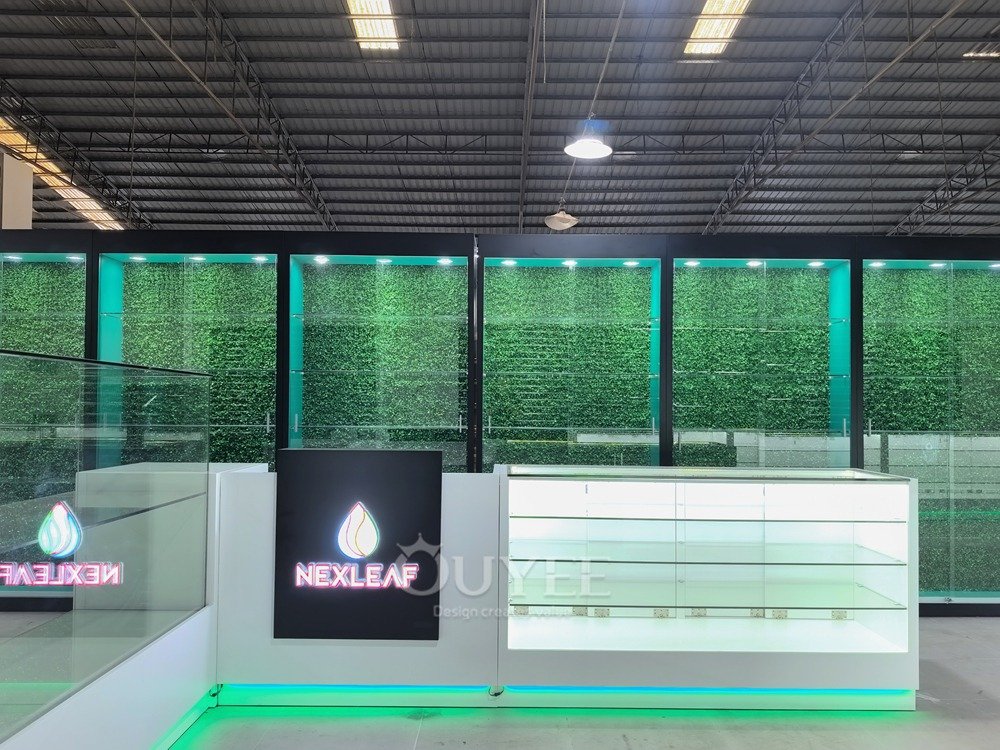 Black and Teal Wall Display Cabinet with Glass Counter Set 06