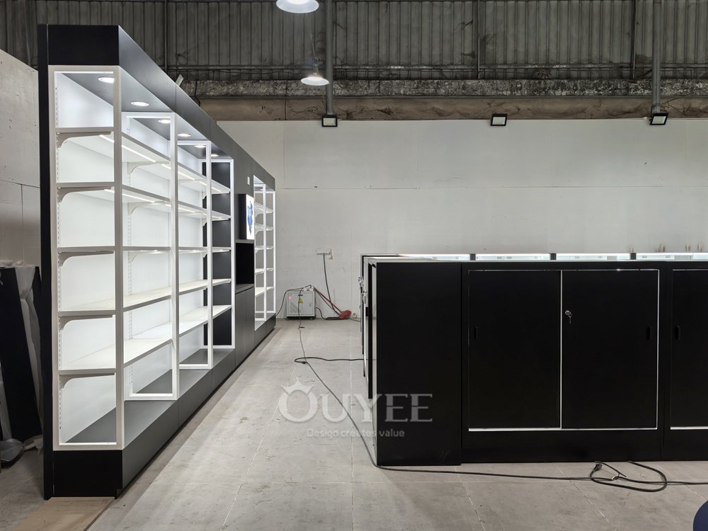 Black and White LED Wall Display Rack 01