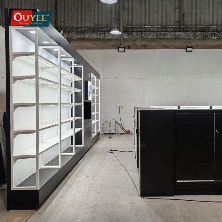 Led Panel Rack Black and White LED Wall Display Rack | Custom Display Rack Manufacturer