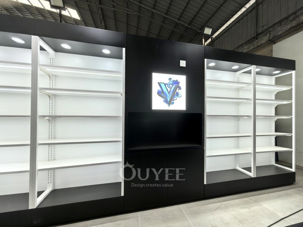 Black and White LED Wall Display Rack 02