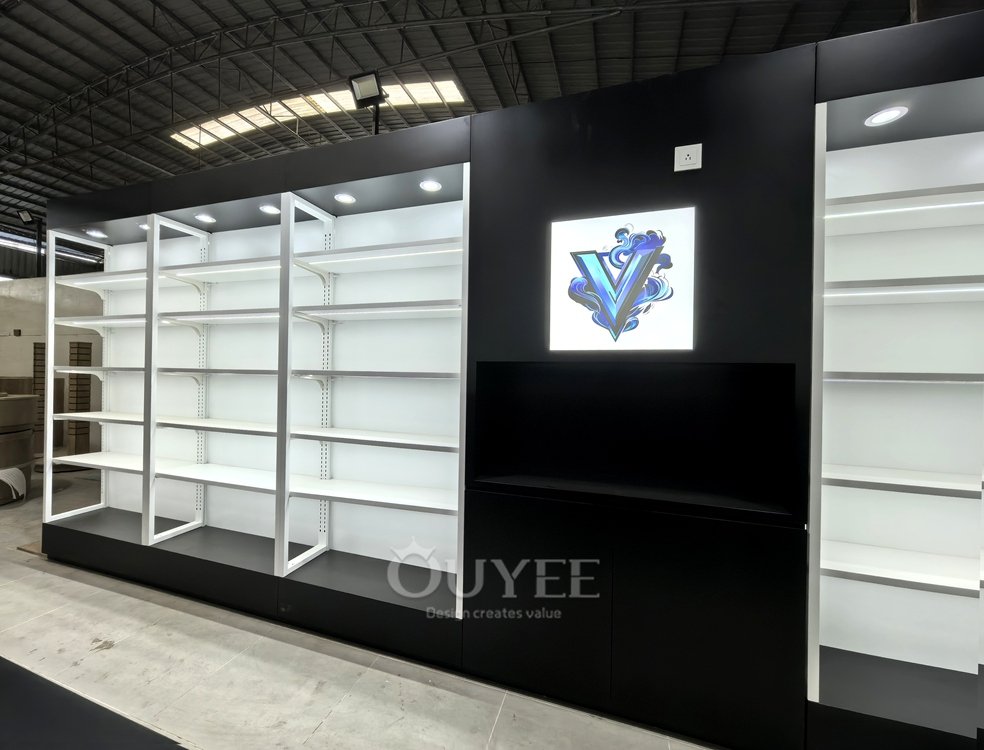 Black and White LED Wall Display Rack 03