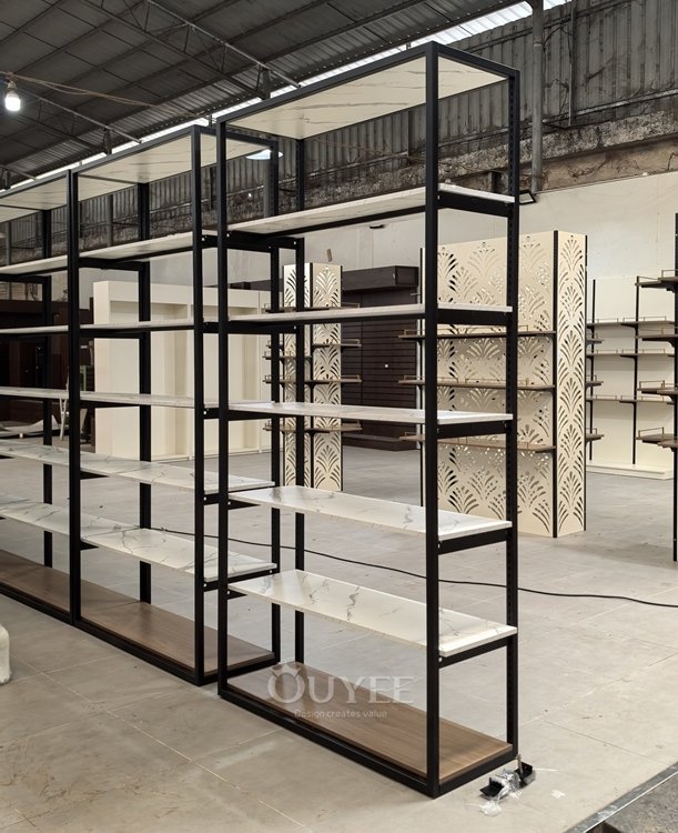 Black and White Marble Retail Shelf Rack 01