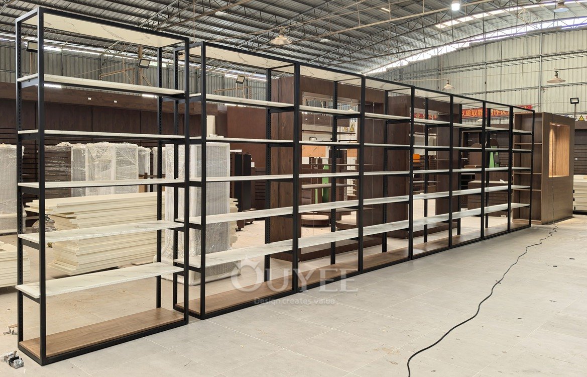 Black and White Marble Retail Shelf Rack 02