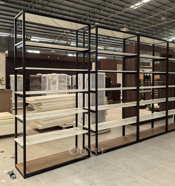 Black and White Marble Retail Shelf Rack 03