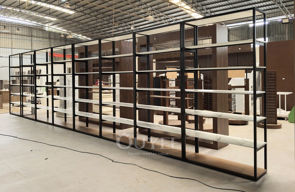 Black and White Marble Retail Shelf Rack 04