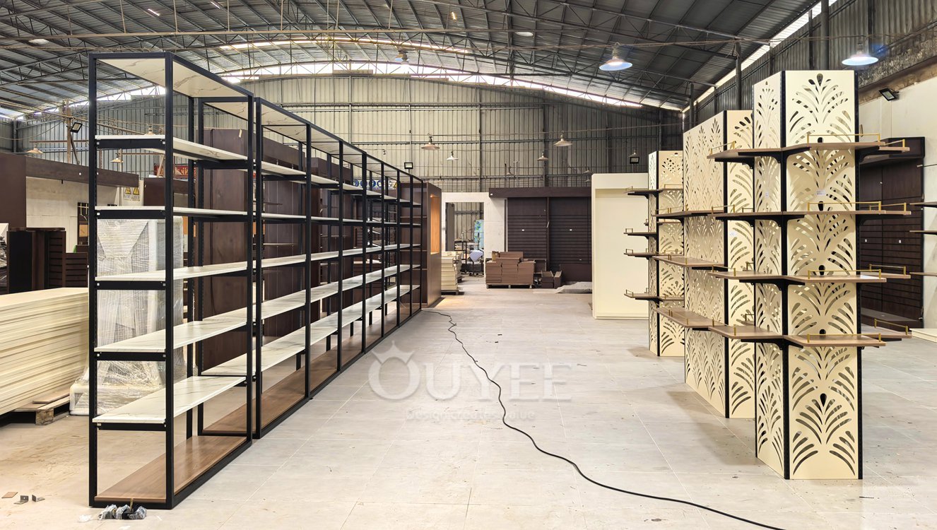 Black and White Marble Retail Shelf Rack 05