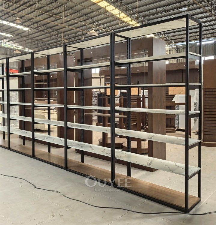 Black and White Marble Retail Shelf Rack 06