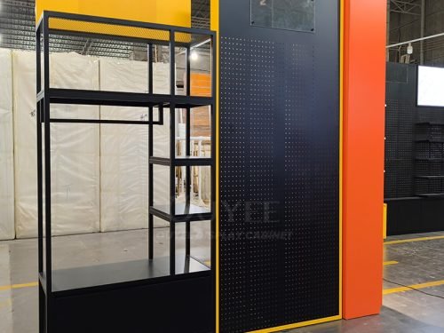Black and Yellow Pegboard Display Rack 01