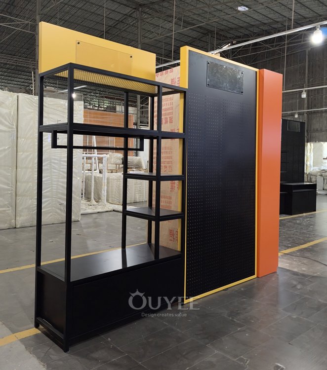 Black and Yellow Pegboard Display Rack 02