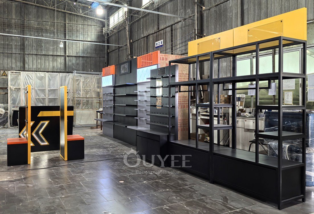 Black and Yellow Pegboard Display Rack 05