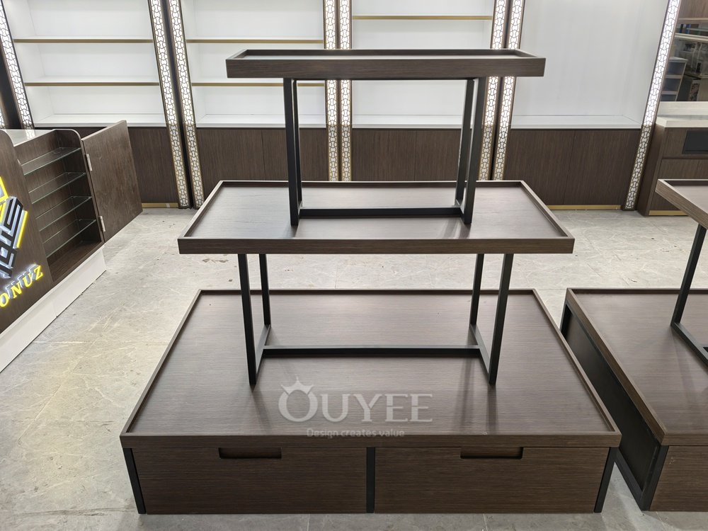 Brown and Black Tiered Table Display Stand Set 03