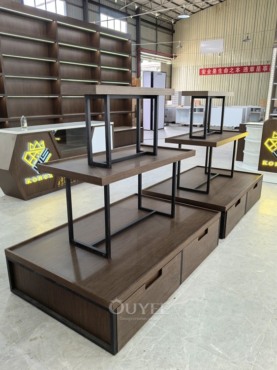 Brown and Black Tiered Table Display Stand Set 04