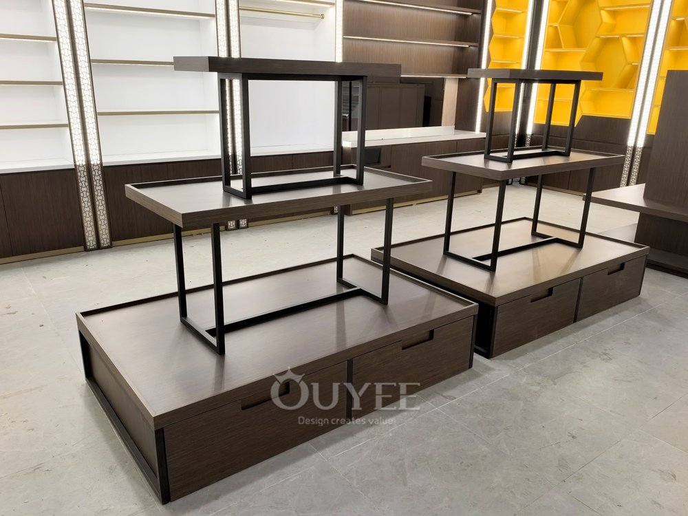 Brown and Black Tiered Table Display Stand Set 06