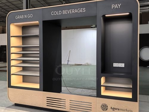 Charcoal Beverage Service Display Stand with Signage 01