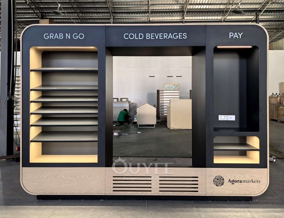 Charcoal Beverage Service Display Stand with Signage 02