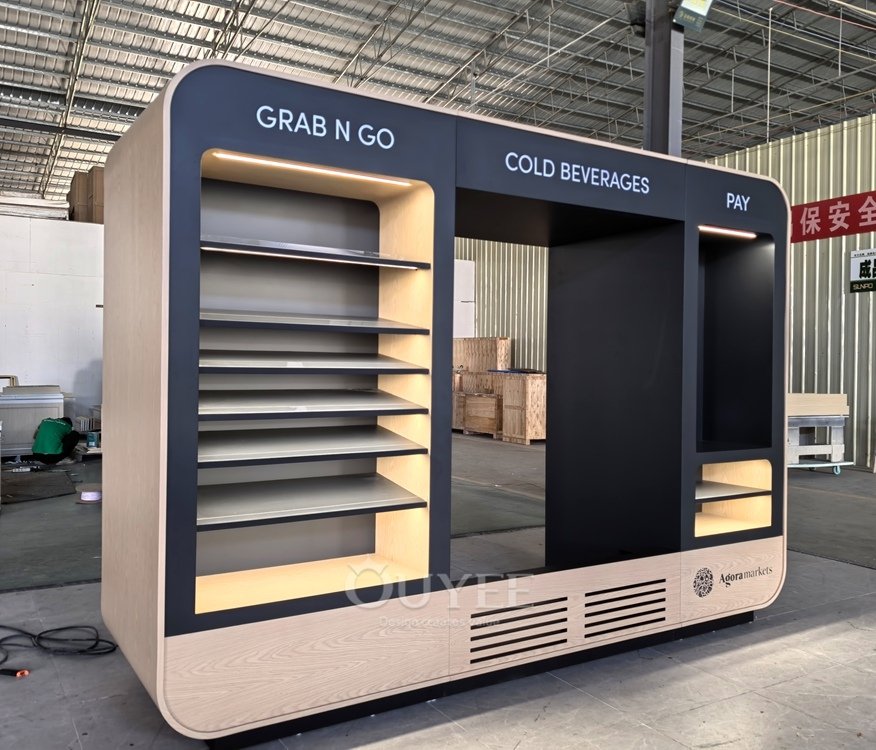 Charcoal Beverage Service Display Stand with Signage 03