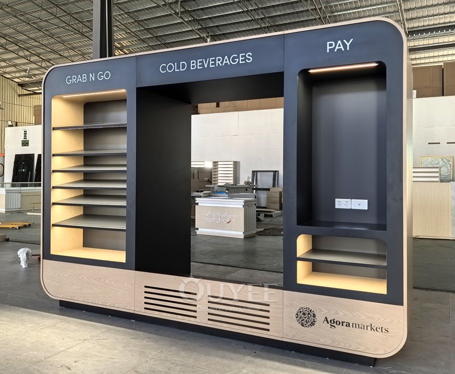 Charcoal Beverage Service Display Stand with Signage 04