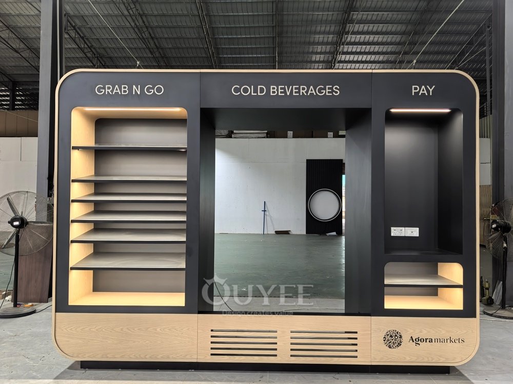 Charcoal Beverage Service Display Stand with Signage 07