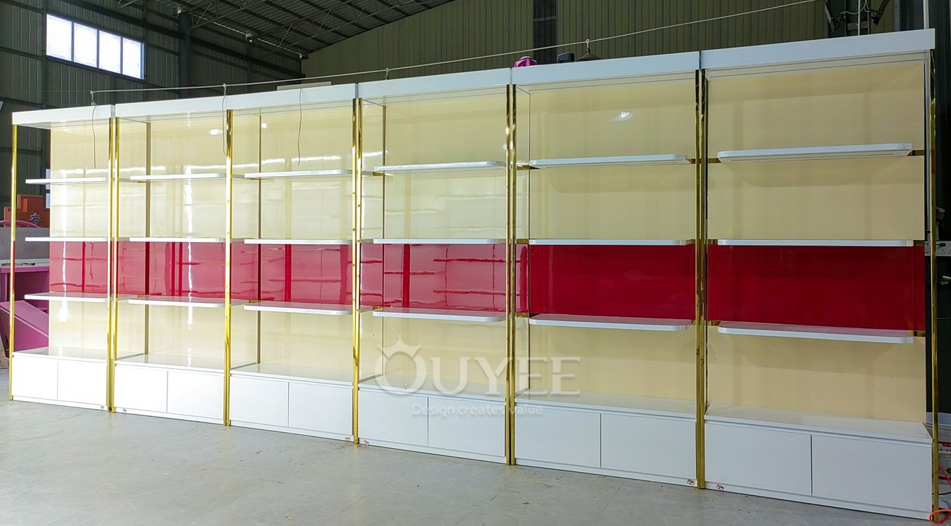 Cream and Gold Cosmetic Wall Display Rack 01