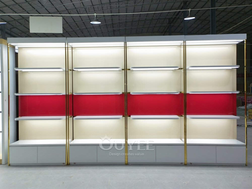 Cream and Gold Cosmetic Wall Display Rack 03