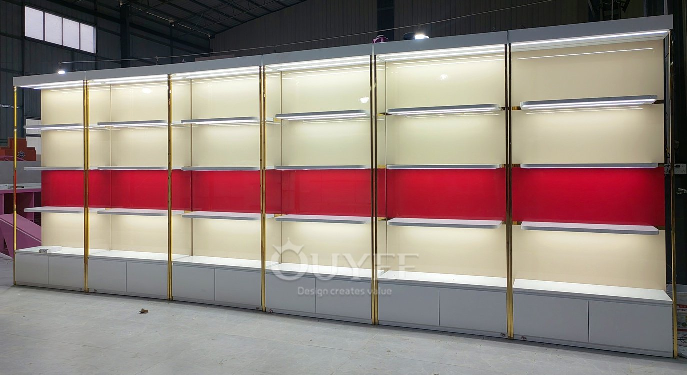 Cream and Gold Cosmetic Wall Display Rack 05