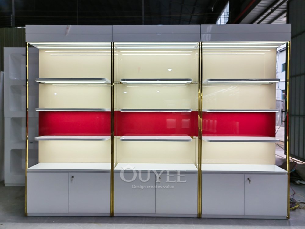 Cream and Gold Cosmetic Wall Display Rack 07