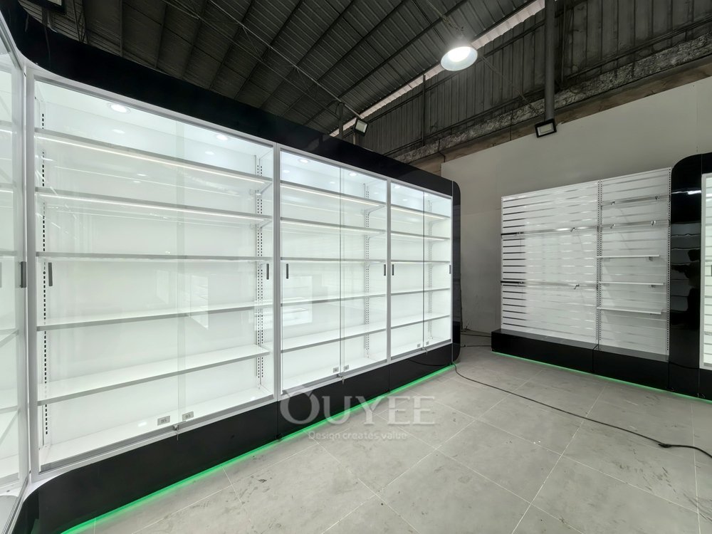 Glossy Black and White Retail Display Cabinet Store Layout 02