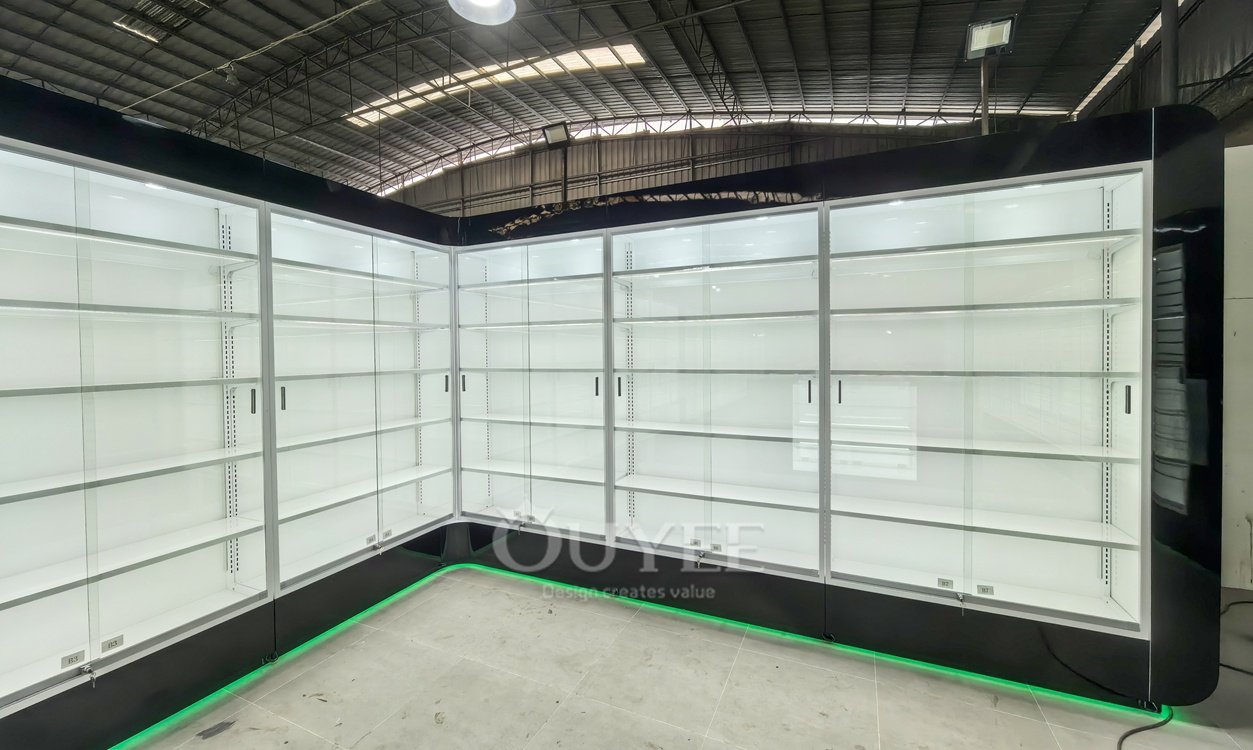 Glossy Black and White Retail Display Cabinet Store Layout 04