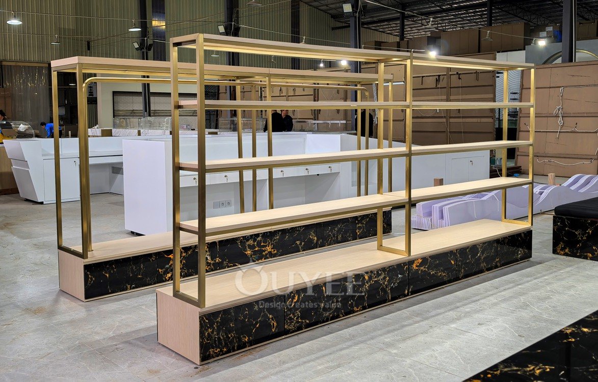 Gold Freestanding Tiered Display Rack 02