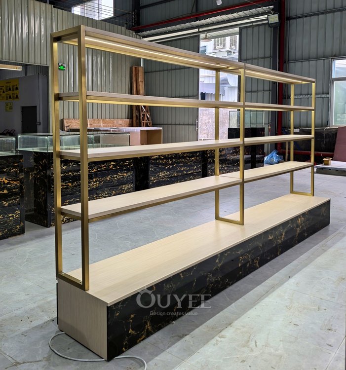Gold Freestanding Tiered Display Rack 04
