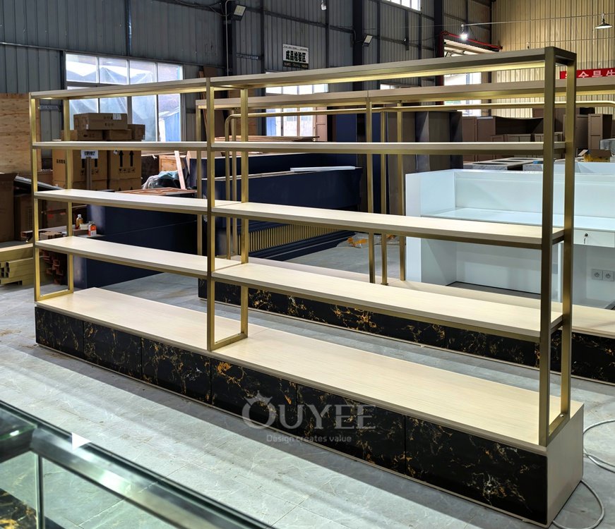 Gold Freestanding Tiered Display Rack 06