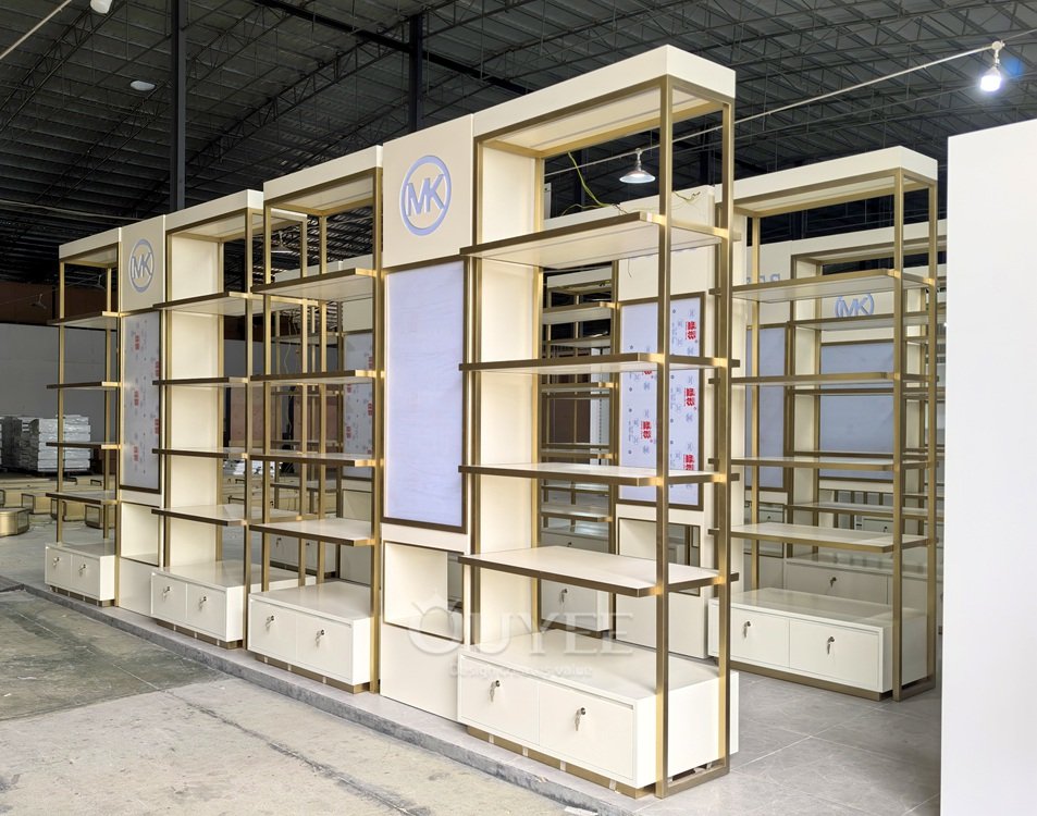 Gold Illuminated Brand Display Rack 02