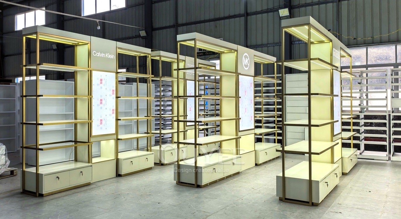 Gold Illuminated Brand Display Rack 05