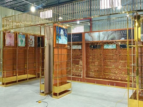 Gold Luxury Cosmetic Store Display Rack 01