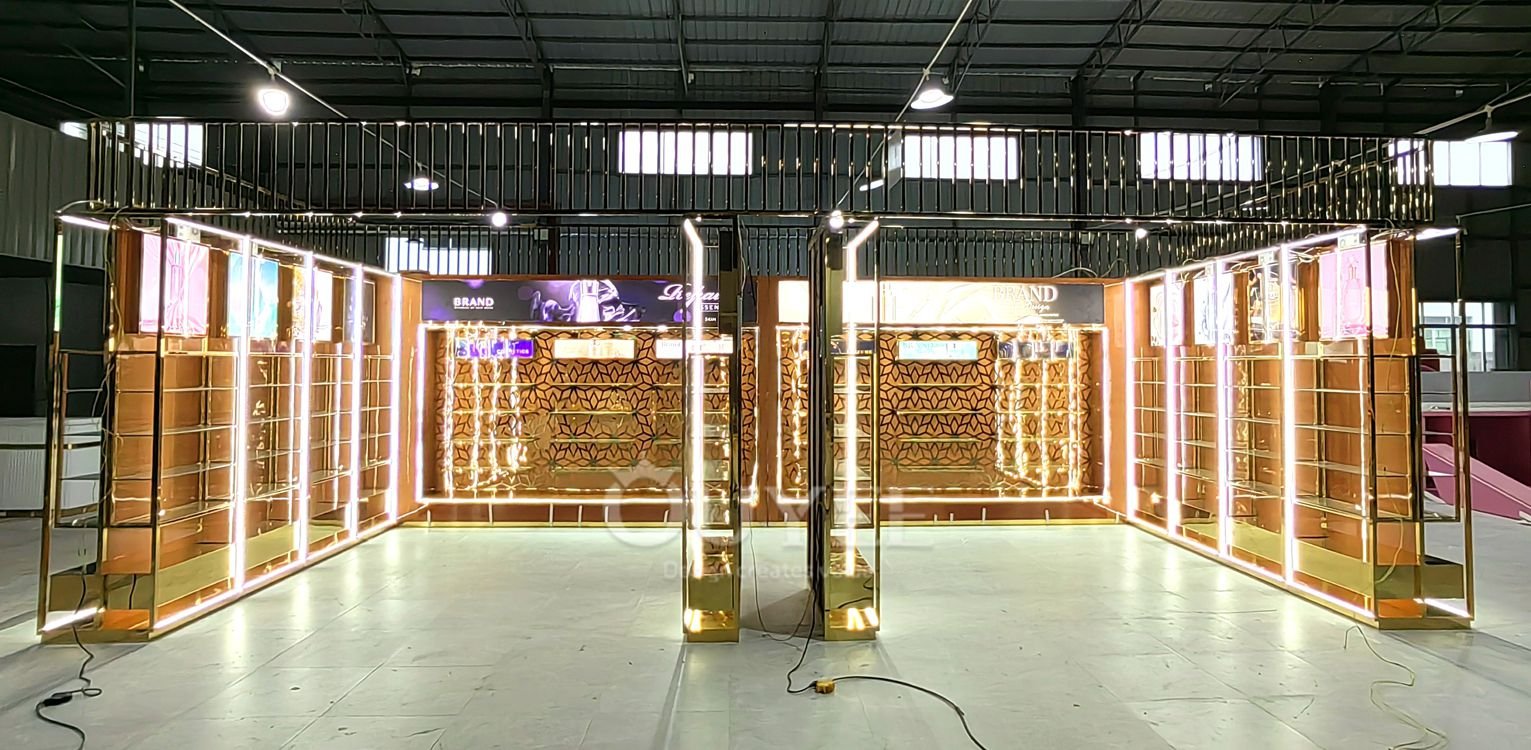 Gold Luxury Cosmetic Store Display Rack 02