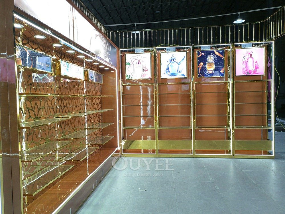 Gold Luxury Cosmetic Store Display Rack 06