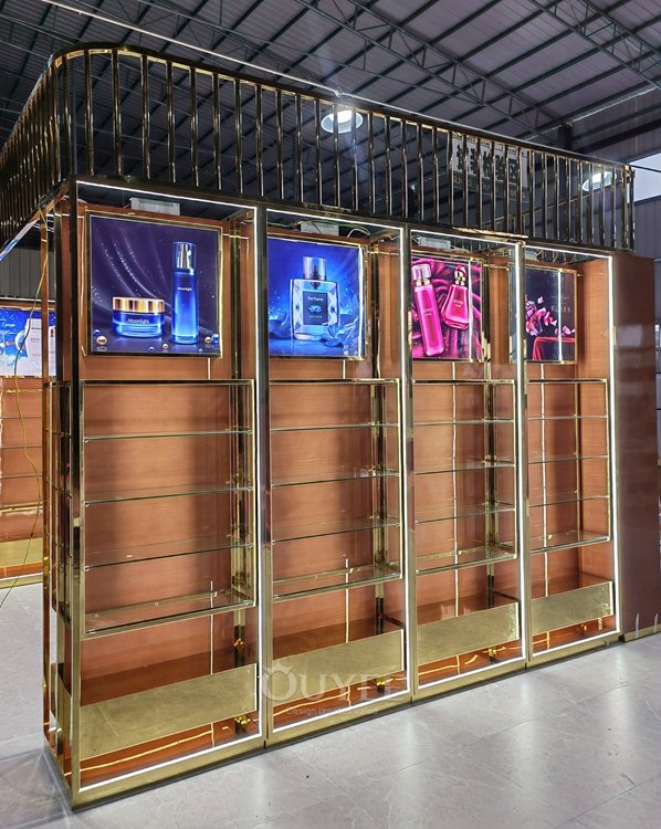 Gold Luxury Cosmetic Store Display Rack 07
