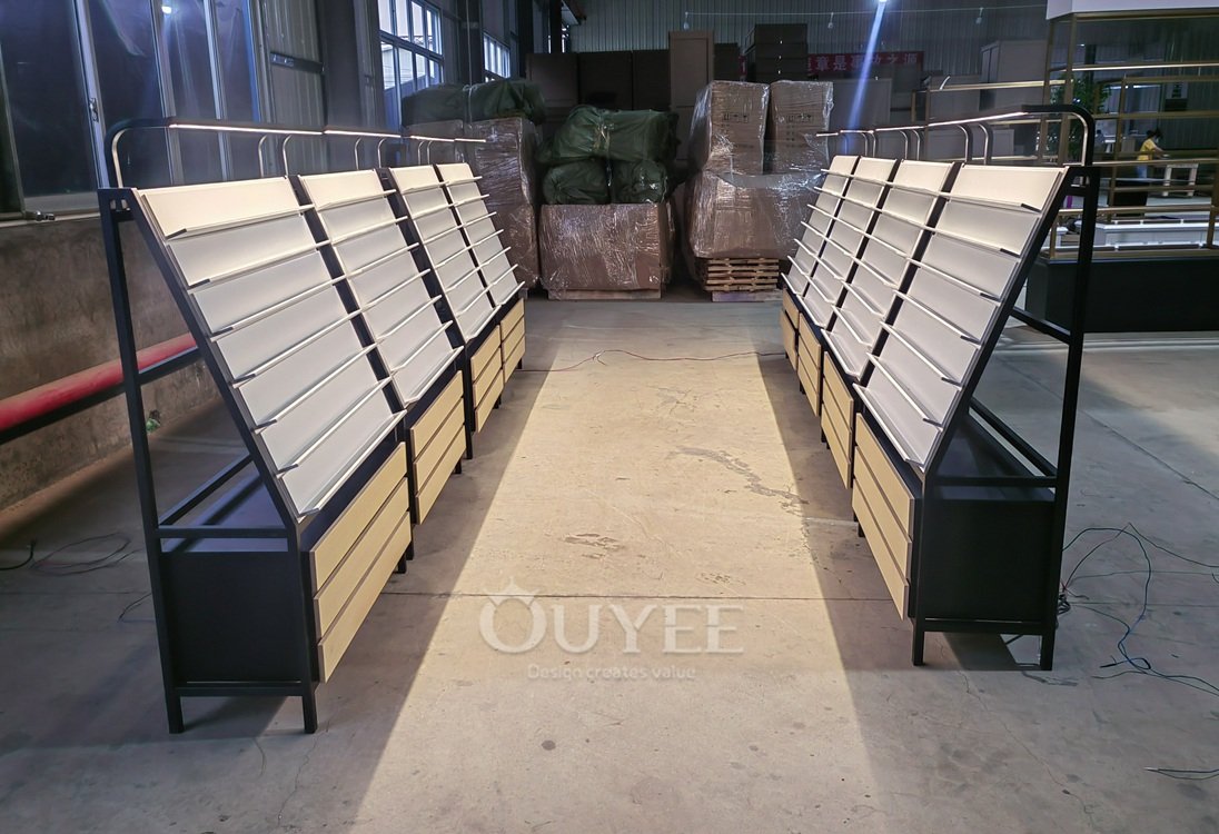 Gray Slanted Shelf Wall Display Stand 02