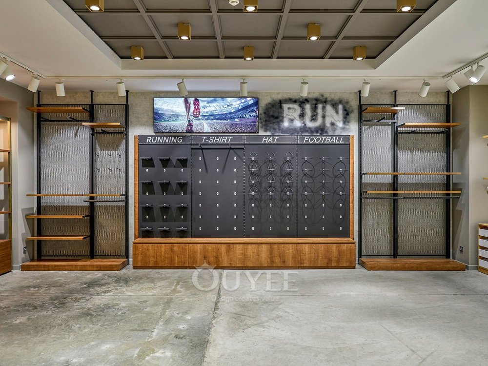 Industrial Wood Apparel Display Rack Set 02