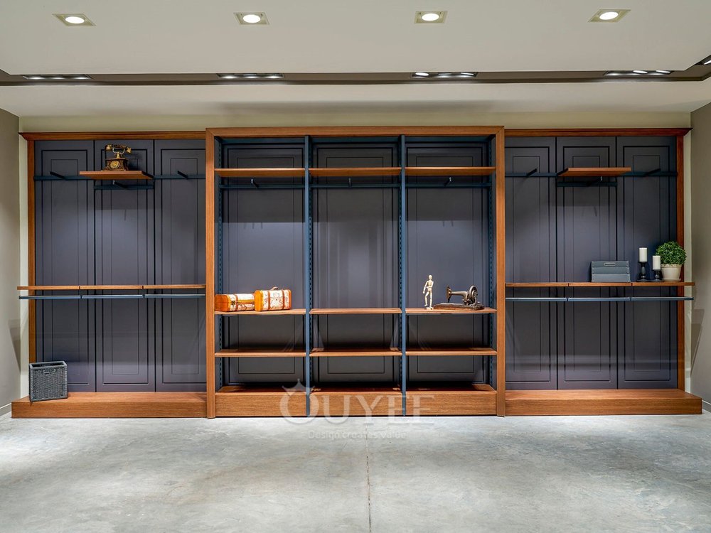 Industrial Wood Apparel Display Rack Set 03