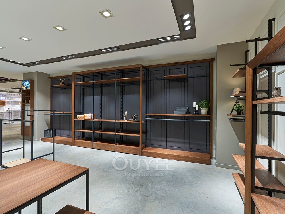 Industrial Wood Apparel Display Rack Set 06