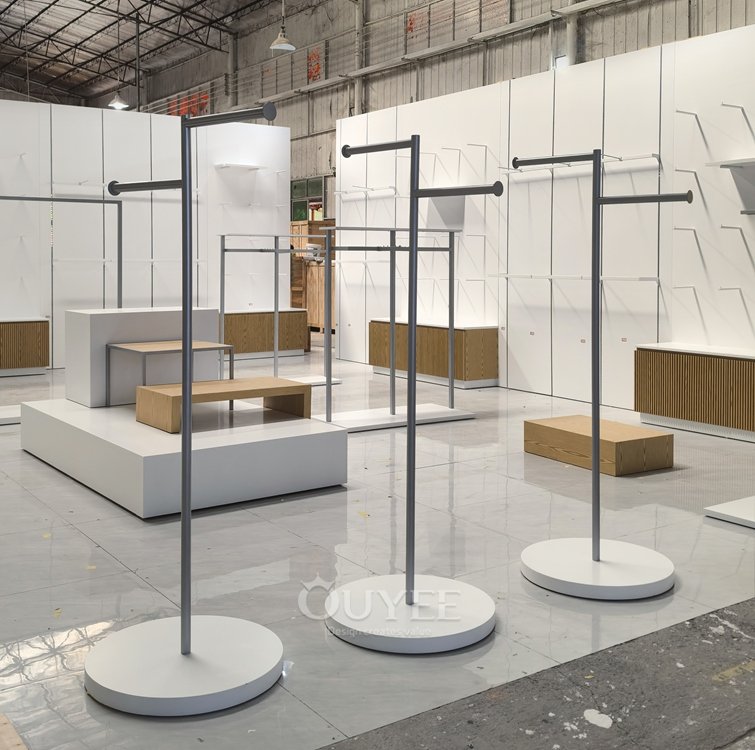 Minimalist Apparel Rail Display Rack Set 03