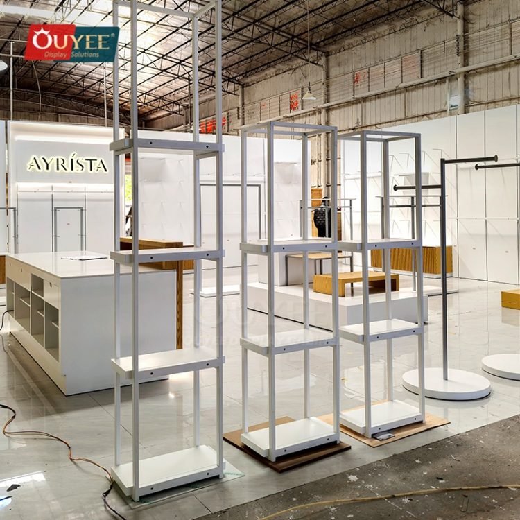 Minimalist Apparel Rail Display Rack Set | Custom Display Rack Manufacturer