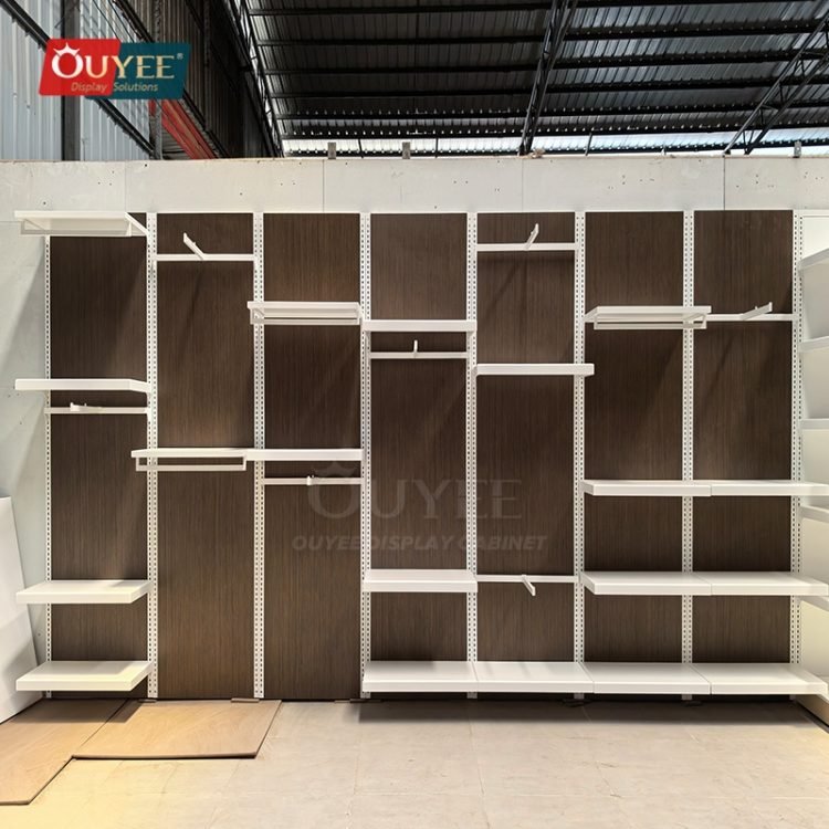 Minimalist White Wall Display Rack System | Custom Display Rack ...