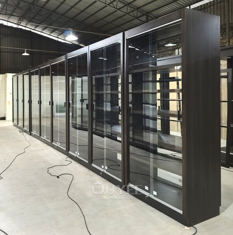 Modular Aisle Glass Display Cabinet with Black Frame 02