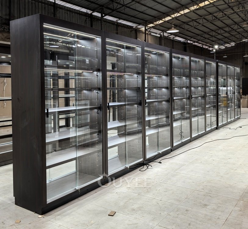 Modular Aisle Glass Display Cabinet with Black Frame 04